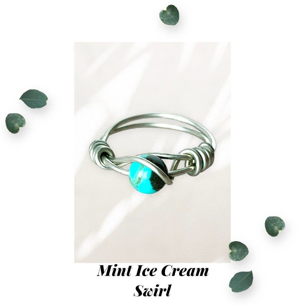 Mint Ice Cream Swirl - Tinned Copper Ring - Size 6